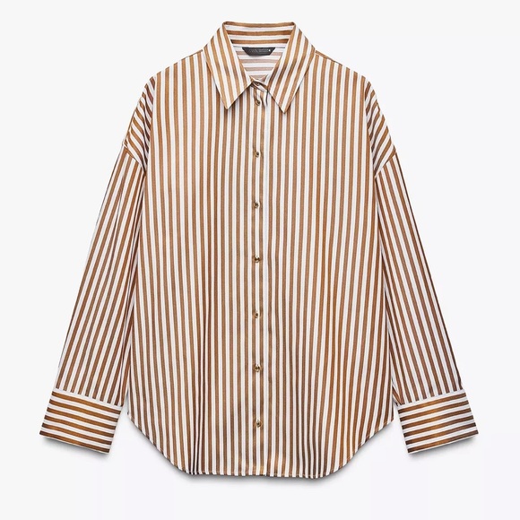 Zara STRIPED SHIRT WITH METALLIC THREAD - Picture 3 of 5